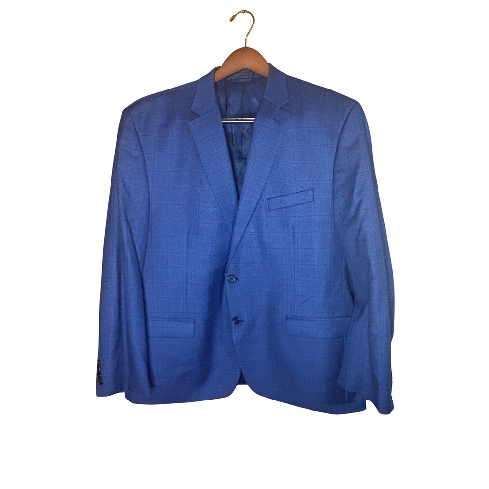 Lauren Ralph Lauren Mens Blue Windowpane Check Two Button Blazer Jacket